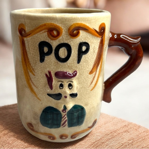 Pop Coffee Cup Mug Vintage Japan MUSTACHE Cup W Handle 16 Oz - Picture 1 of 7
